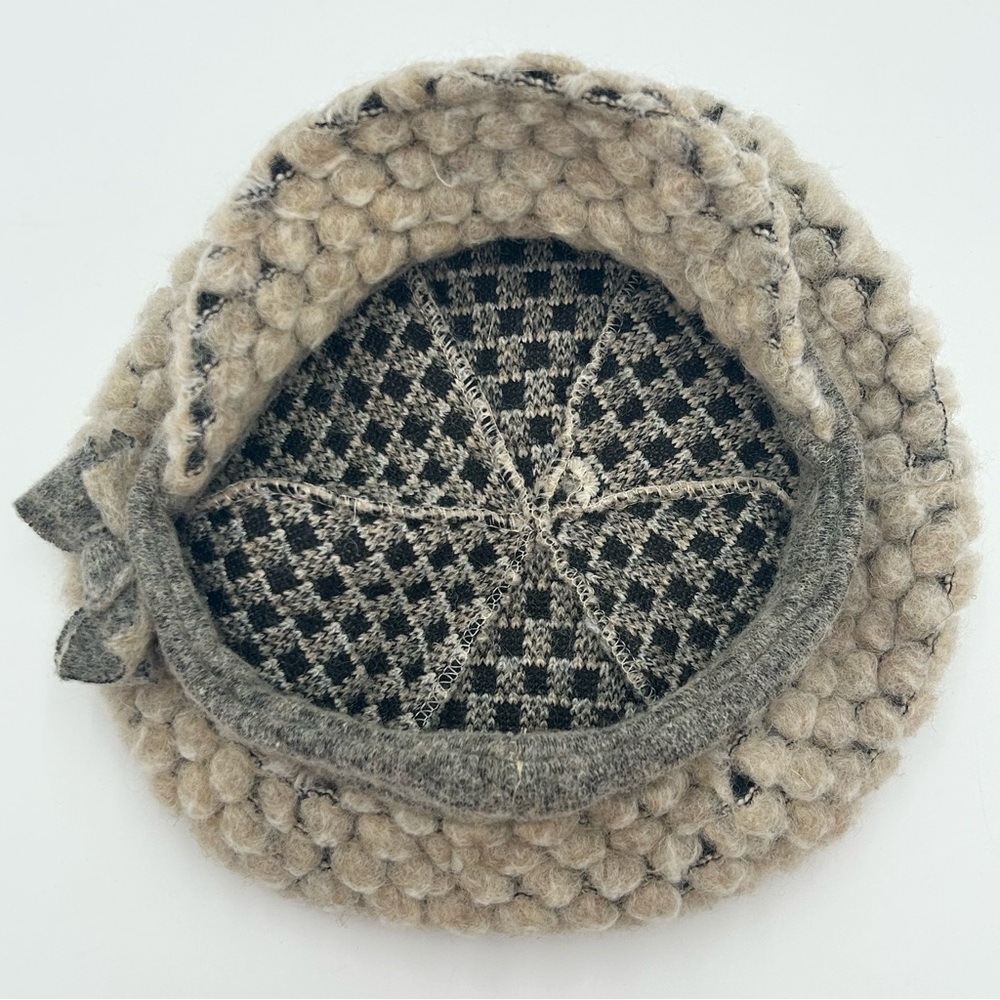 LaFenice Wool Blend Paperboy Cap Hat O/S Brim Slouchy Tan Gray Italy Artsy Boho - Picture 8 of 9